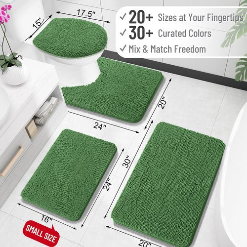 OLANLY Bathroom Rugs 40x32, Extra Soft Absorbent Chenille Bath Rugs, Rubber Backing Quick Dry, Machine Washable Bath Mats for Bathroom Floor, Tub and Shower, Home Decor Accessories, Olive Green