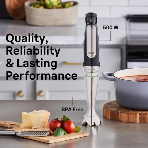 Braun MultiQuick 7 Immersion Blender - 3-in-1 Handheld Electric Stick Blender for Soups, Smoothies & More