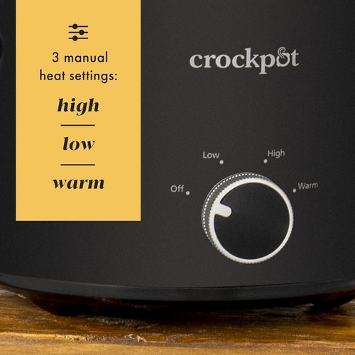 Crock-Pot 2-Quart Manual Slow Cooker - Perfect for Small Meals & Dips | Removable Stoneware, Black