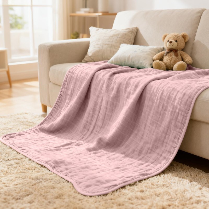 ZPECC Muslin Baby Blanket Thicker, 30x40 Organic Cotton Newborn Receiving Quilt Hypoallergenic for Baby Essentials Swaddle Crib Stroller, Pink