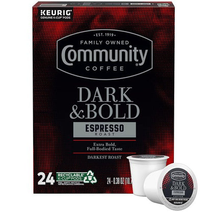 Community Coffee Dark & Bold Espresso Roast Pods - 24 Count Compatible with Keurig 2.0