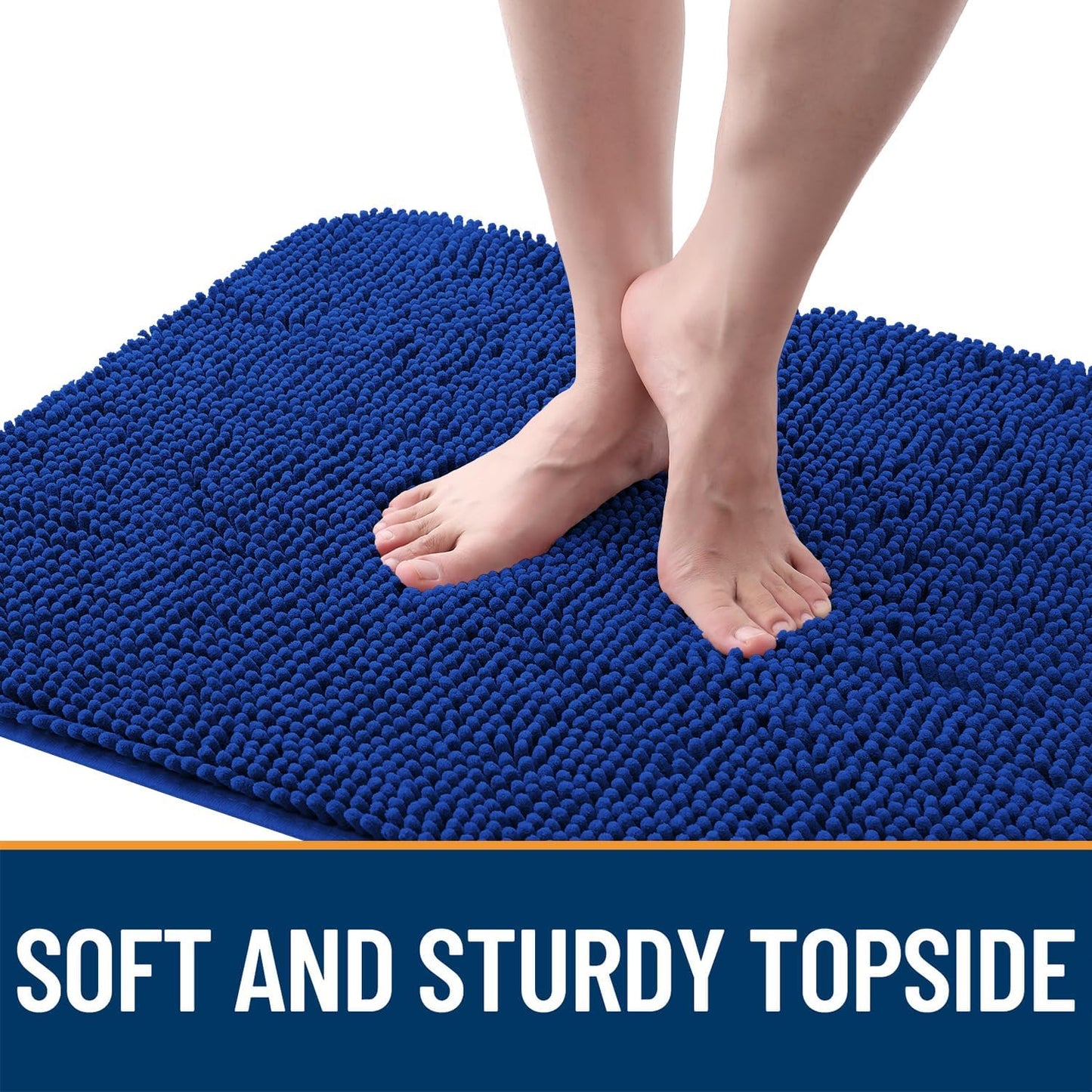 OLANLY Dog Door Mat - Absorbent Non-Slip Mud Mat for Dogs | Quick Dry Chenille, 70x32, Royal Blue
