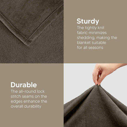 Utopia Bedding Fleece Blanket King Size Brown 300GSM Luxury Fuzzy Soft Anti-Static Microfiber Bed Blanket (90x102 Inch)