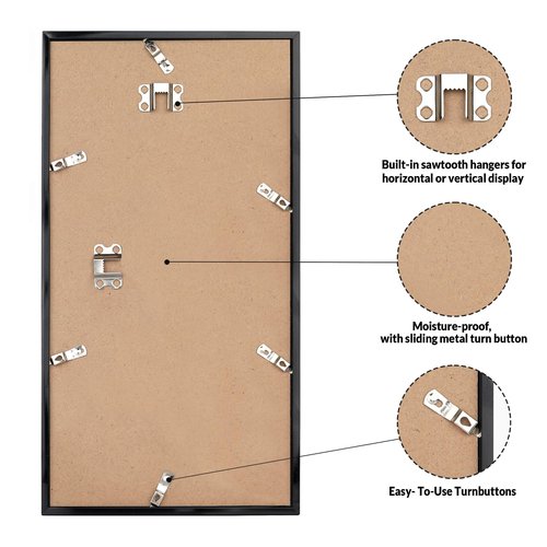 LaVie Home 11x22 Picture Frame for Wall Display, 11x22 Black Picture Frame with HD Plexiglas, 11 x 22 Poster Frame 1 Pack, Display Frame for Vertical or Horizontal, Classic Collection