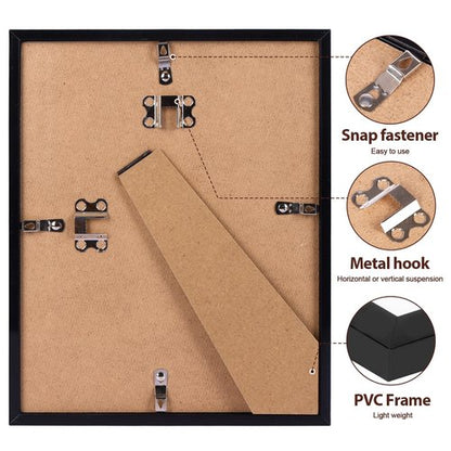 Fixwal 8x10 Picture Frame Set of 6 with Shatter Resistant Plastic Glass, Thin Border and Light Weight Photo Frames for Wall or Tabletop Display, Black