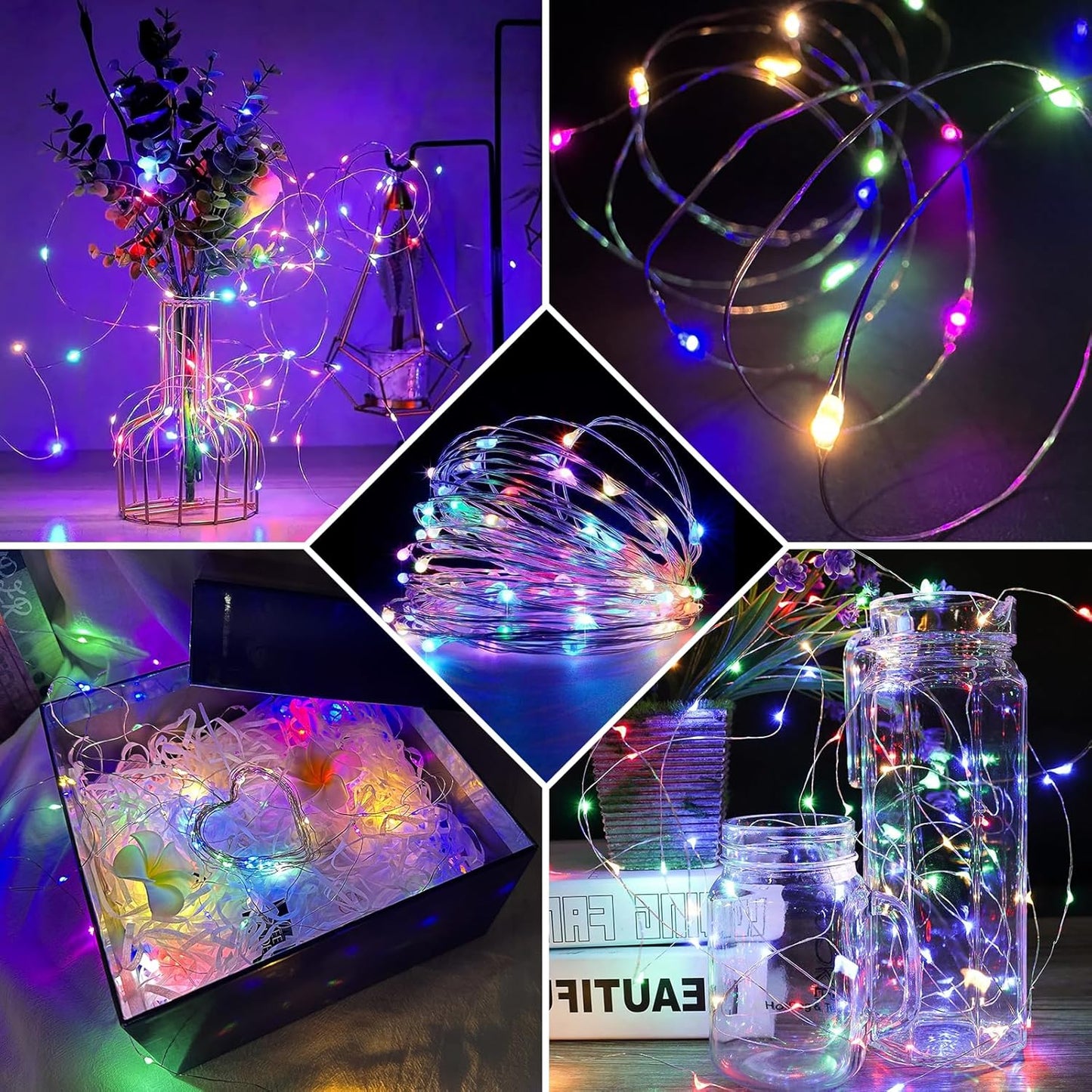 Skiennix 8-Pack Fairy Lights - 7Ft 20 LED Twinkle String Lights | Waterproof & Battery Operated for Parties, Weddings, & Holidays