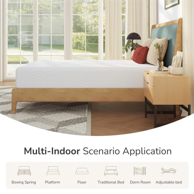 MLILY Queen Mattress in a Box, 8 inch Mattresses for Platform Bed Double Size Daybed, Green Tea Memory Foam Medium Firm