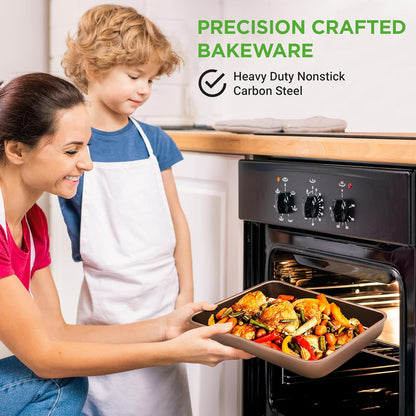 NutriChef 6-Piece Nonstick Bakeware Set - Carbon Steel Baking Pans with Cookie Sheets & Muffin Pan - Gold