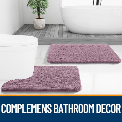 OLANLY Bathroom Runner Rugs - Soft Absorbent Chenille with Rubber Backing | 47x24 Deep Plum, Quick Dry & Machine Washable