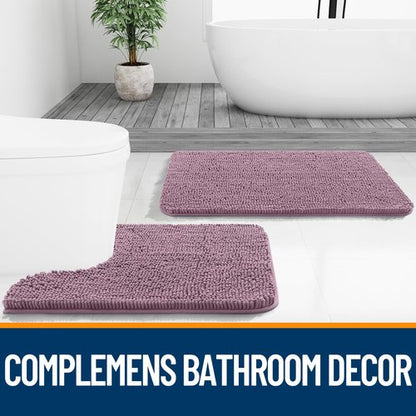 OLANLY Bathroom Rugs 47x17, Extra Soft Absorbent Chenille Bath Rugs, Rubber Backing Quick Dry, Machine Washable Bath Mats for Bathroom Floor, Tub and Shower, Home Decor Accessories, Deep Plum