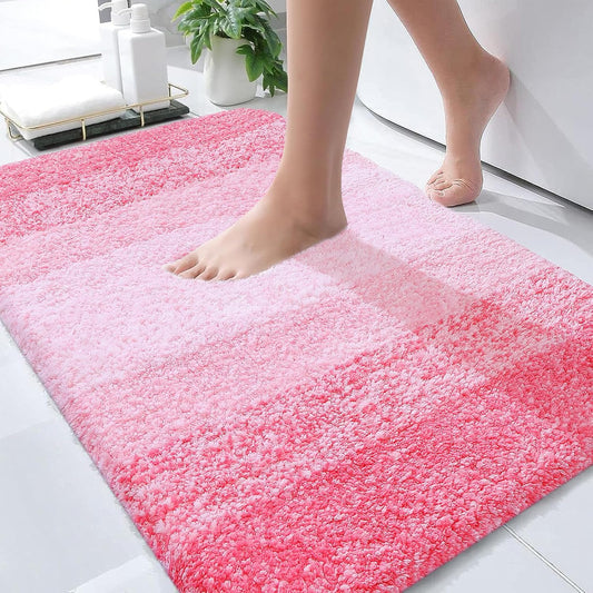 OLANLY Bathroom Rugs - Extra Soft Microfiber Mat | Quick Dry & Machine Washable | 34x21 Inches, Pink
