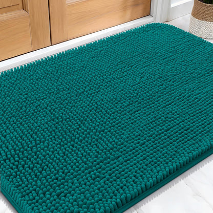 OLANLY Dog Door Mat - Absorbent Non-Slip Chenille for Muddy Paws | Quick Dry 30x20 Lake Blue Doormat