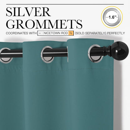 NICETOWN Blackout Curtain Panels - Thermal Insulated Draperies in Sea Teal | 29 x 45 Inches, One Pair