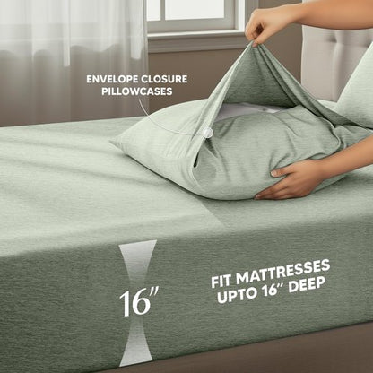 Utopia Bedding California King Size Sheet Set – 4 Piece Bed Sheets, Soft and Breathable Microfiber, Includes 1 Fitted Sheet, 1 Flat Sheet and 2 Pillowcases – Oeko Tex (Heather Sage)