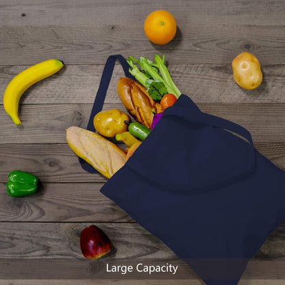 TOPDesign Navy Blue Cotton Tote Bags - 6-Pack Lightweight Reusable Grocery Bags | Ideal for DIY & Promotions