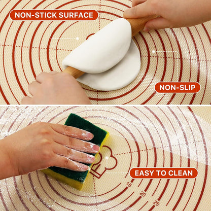 Silicone Baking Mat - Extra Thick Non-Stick Dough Rolling Sheet | 28" x 20" Reusable Food Grade Mat for Cookies, Macarons, Bread