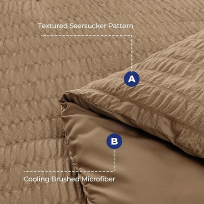 HYMOKEGE King Size Comforter Set - Luxury 7-Piece All-Season Bedding Set in Brown with Sheets & Pillowcases