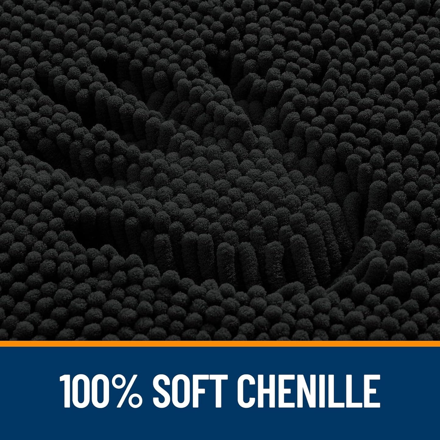 OLANLY Bathroom Runner Rugs - Extra Soft Chenille Bath Mats | Quick Dry, Machine Washable, 44x24" - Black