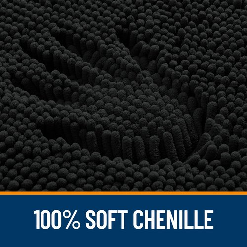 OLANLY Bathroom Rugs 30x18, Extra Soft Absorbent Chenille Bath Rugs, Rubber Backing Quick Dry, Machine Washable Bath Mats for Bathroom Floor, Tub and Shower, Home Decor Accessories, Black