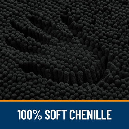 OLANLY Bathroom Rugs 47x17, Extra Soft Absorbent Chenille Bath Rugs, Rubber Backing Quick Dry, Machine Washable Bath Mats for Bathroom Floor, Tub and Shower, Home Decor Accessories, Black