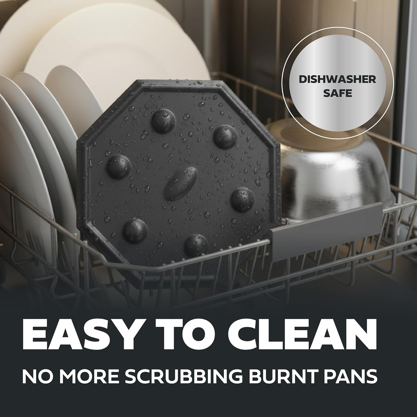 SimmerMat Heat Diffuser | Flame Diffuser for Electric & Gas Stoves - Dishwasher Safe Steel Plate - 1 Pack