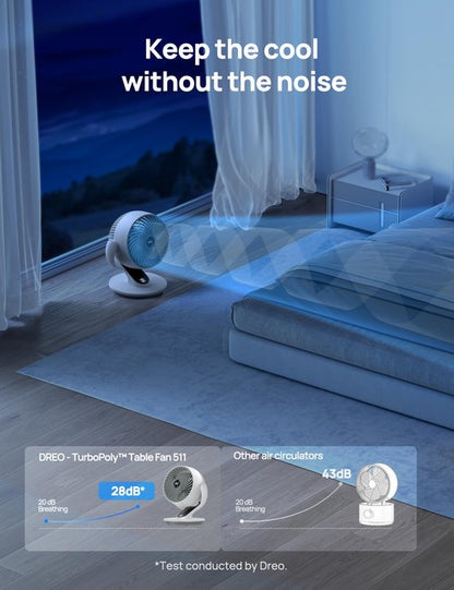DREO Oscillating Fan for Bedroom, 13 Inch Quiet Table Fans for Home Whole Room, 70ft Powerful Airflow, Desk Air Circulator Fan with Remote, 120° Adjustable Tilt, 4 Speeds, 8H Timer, for Office Desktop