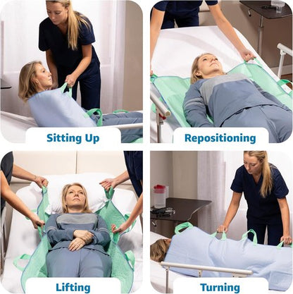 Improvia Bed Pad - Waterproof & Quick-Drying with 8 Reinforced Handles | 34" x 52" for Elderly Care