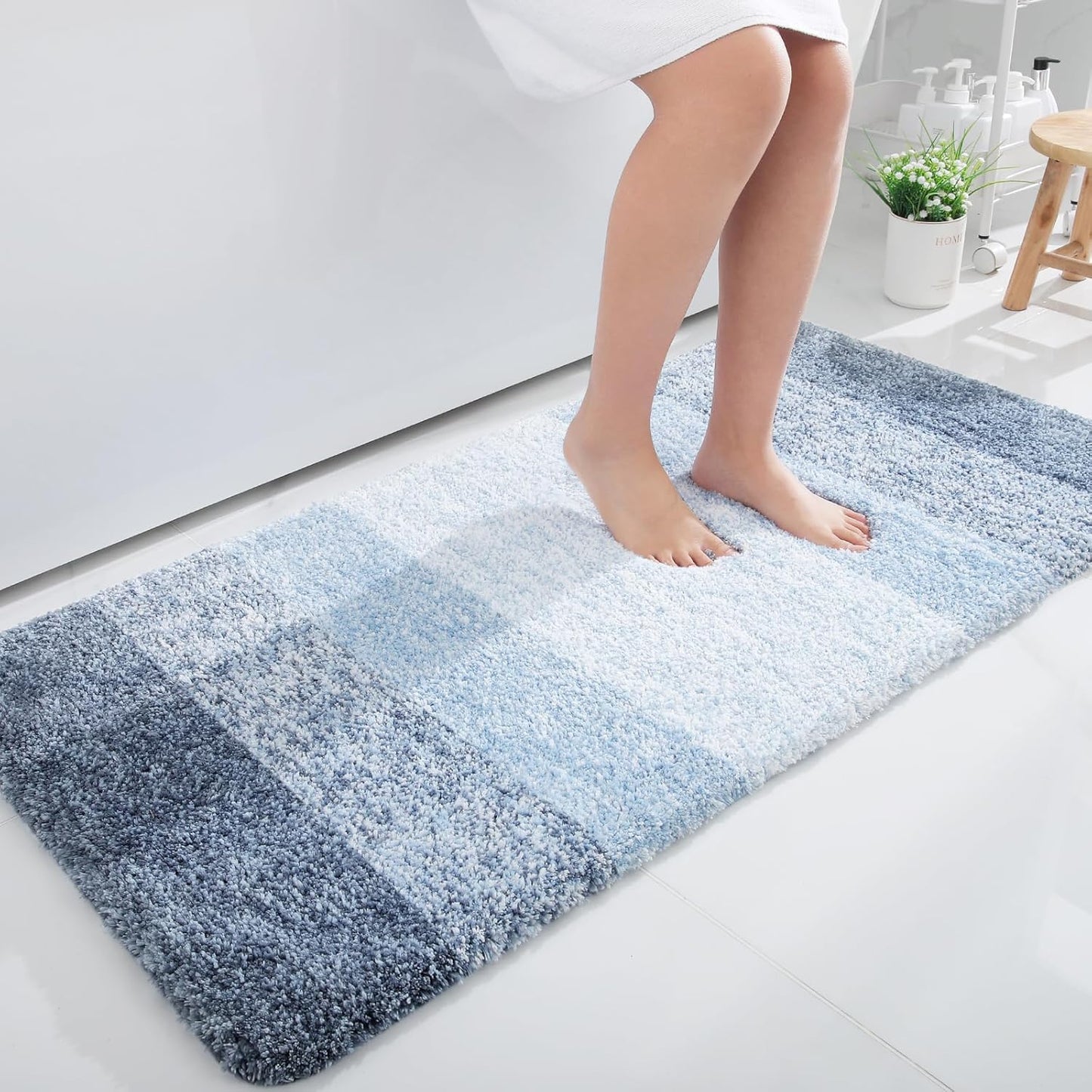 OLANLY Large Bathroom Rugs - Extra Soft Microfiber Bath Mat | Quick Dry, Machine Washable, 45x27, Blue