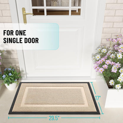 OLANLY Indoor Outdoor Front Door Mat - Waterproof All-Season Doormat, Sturdy Rubber, 47x23, Off-White