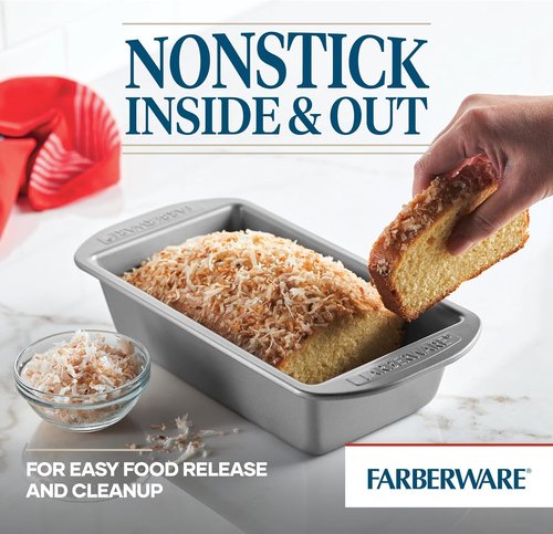 Farberware Bakeware Nonstick Meatloaf Pan Set - Two 9-Inch x 5-Inch Pans in Gray
