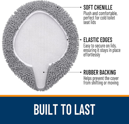 OLANLY Chenille Bath Rug Set - Soft Grey Bath Rug (30x20) & Toilet Lid Cover (17.5x15)