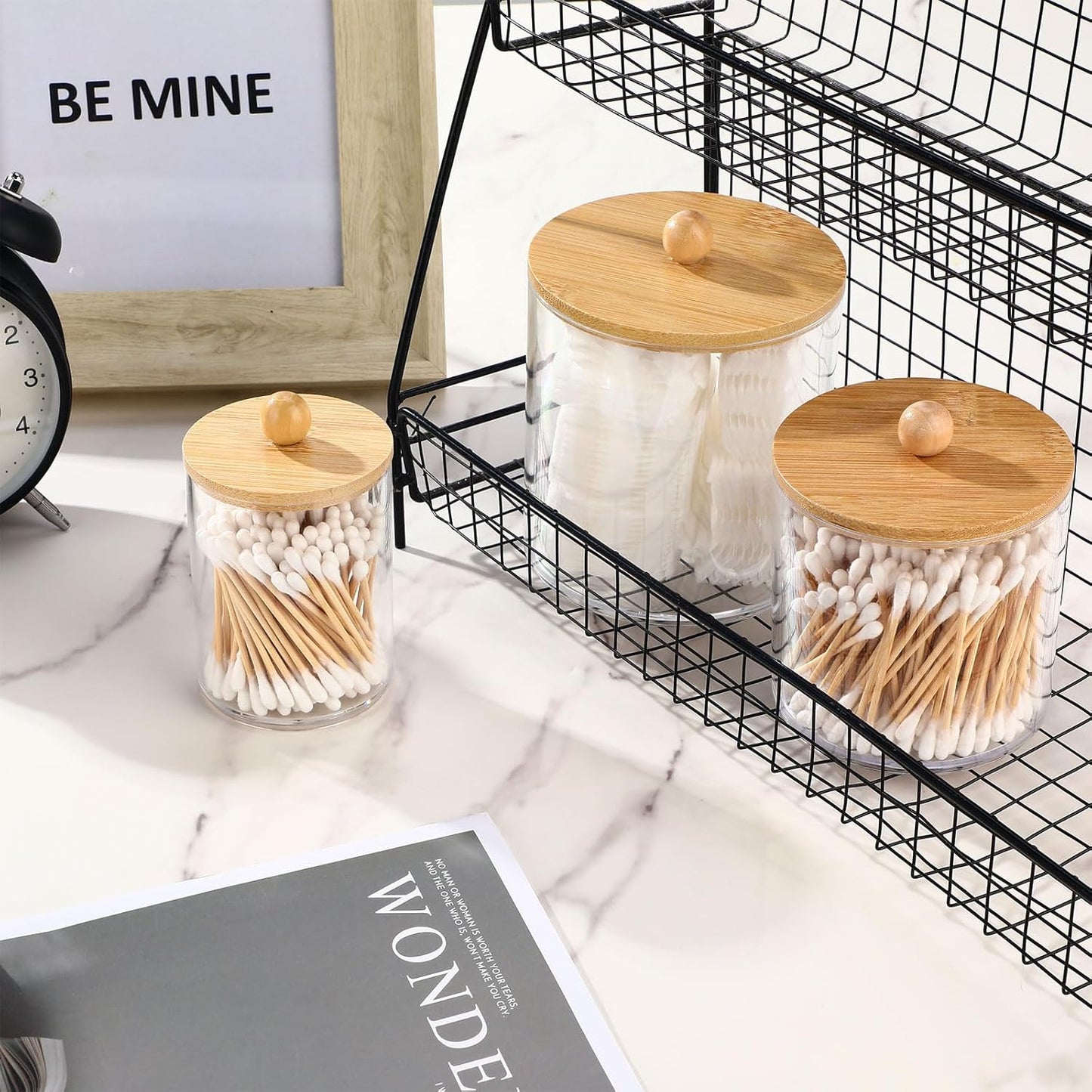 Meanplan Apothecary Jars - Clear Plastic Storage Containers with Lids | 10/22/39 oz, 9 Pack