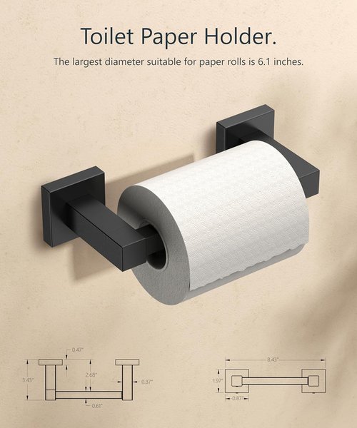 FORIOUS Toilet Paper Holder - Rustproof Stainless Steel Double Post Pivoting Design | Matte Black, 2 Pack