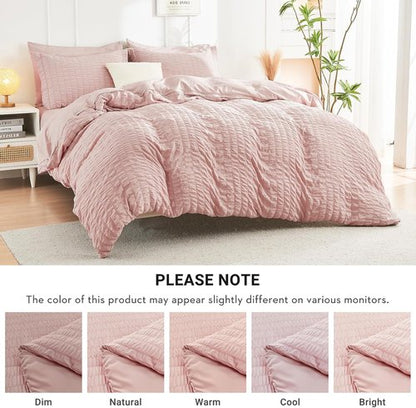 HYMOKEGE Rose Gold Queen Comforter Set - 7-Piece Luxury Bedding Set with Sheets, Pillowcases & Shams