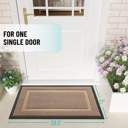 OLANLY Waterproof Front Door Mat - All-Season Indoor/Outdoor Doormat | Sturdy Natural Rubber, 29.5x17 Mocha
