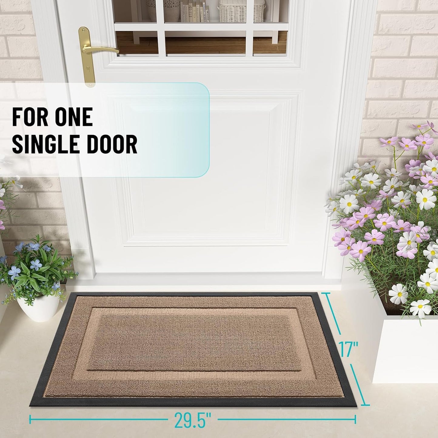 OLANLY Waterproof Front Door Mat - All-Season Indoor/Outdoor Doormat, Easy Clean, 29.5x17, Mocha