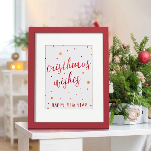 upsimples 8.5 By 11 Picture Frame, Display Pictures 6x8 with Mat or 8.5 x 11 Without, Wall Hanging Photo Frames, Red, 1 Pack