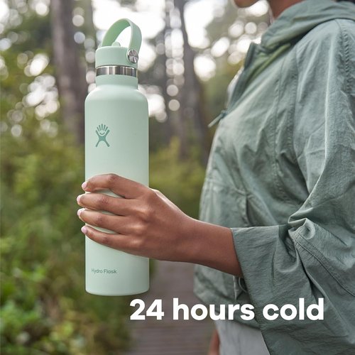 Hydro Flask Water Bottle - Insulated Stainless Steel - Leakproof Straw Lid, 24 Oz Agave Green