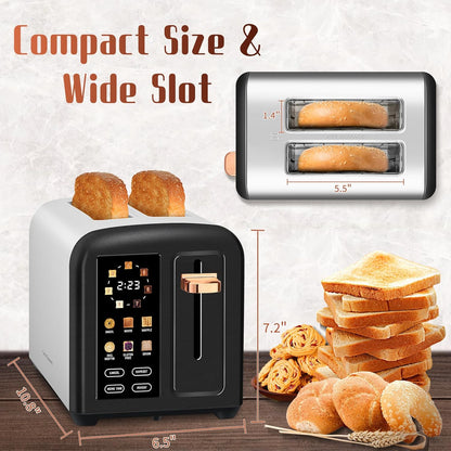 SEEDEEM 2-Slice Toaster - Touch Screen, Fast Heating, 7 Shade Settings, 1.5" Wide Slots, Dark Chocolate