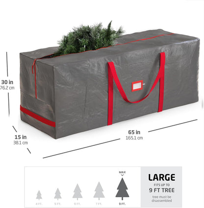 Zober Large Christmas Tree Storage Bag - Waterproof & Durable for 9 Ft Artificial Trees - Gray