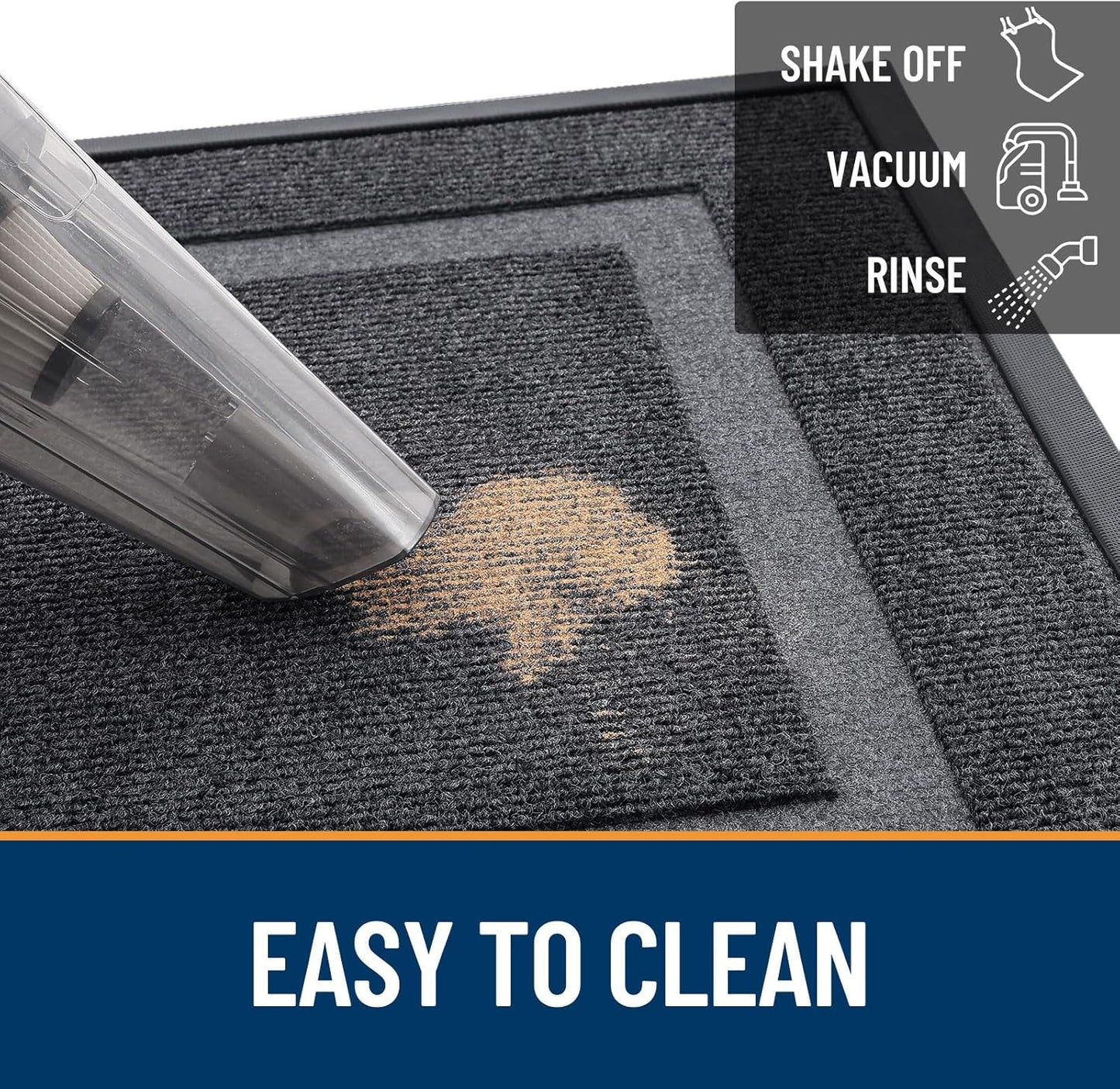 OLANLY Indoor Outdoor Front Door Mat - Waterproof All-Season Doormat, Easy Clean, 29.5x17, Grey