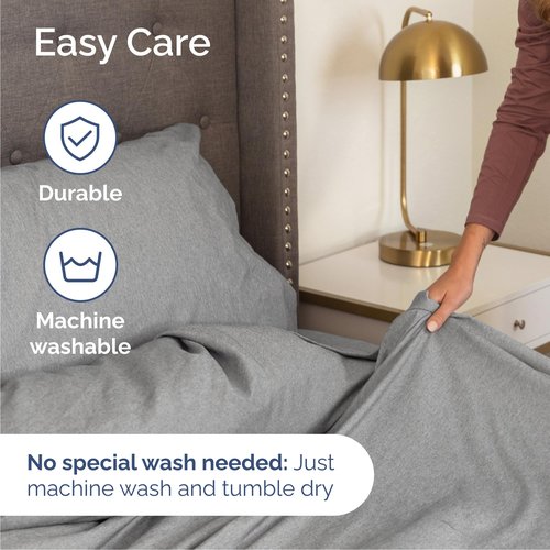 Cal King Size 4 Piece Sheet Set - Comfy Breathable & Cooling Bed Sheets Set - Hotel Luxury Bedding for Women, Men, Kids, Teens, Boys & Girls - Deep Pockets and Wrinkle Free - Grey (Heathered Sheets)