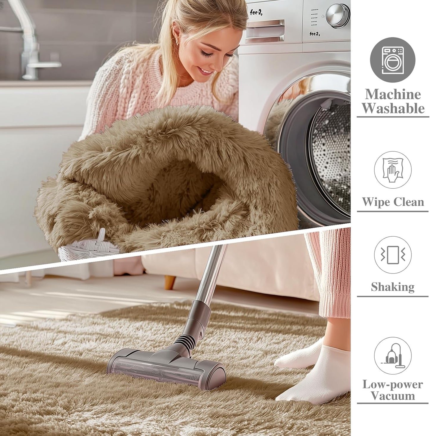OLANLY Machine Washable Runner Rugs - Soft Fluffy Shaggy Indoor Carpet for Bedroom & Hallway | Taupe