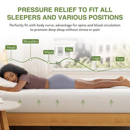 EGOHOME Twin XL Memory Foam Mattress, 12 Inch Bed Mattress in a Box with Cooling Green Tea Gel, Relieve Pressure with Medium Firm Support, CertiPUR-US Certified, 80''L x 38''W, White