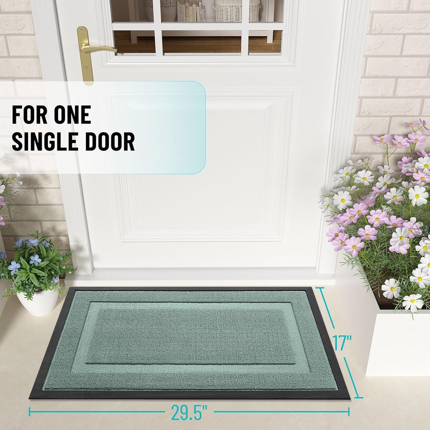 OLANLY Waterproof All-Season Front Door Mat - Sturdy Natural Rubber, Low Profile, Easy Clean | 47x32, Grayish Green