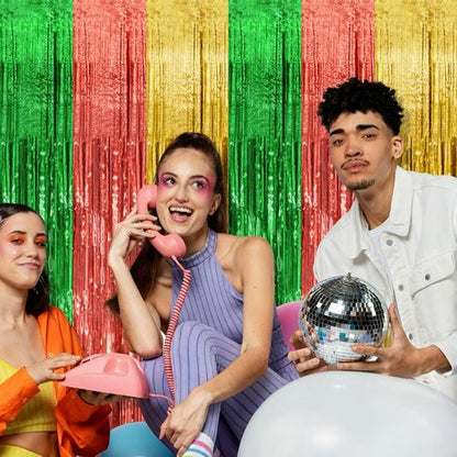 Hawaii Backdrop Party Decorations - 10 Pack Tinsel Curtain Streamers for Vibrant Summer Celebrations