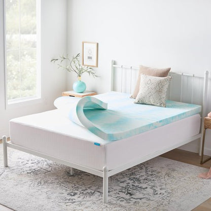 Linenspa 3 Inch Swirl Gel Memory Foam Mattress Topper, Full Size – Cooling Gel Infused, Ventilation Holes – Pressure Relieving Bed Topper – CertiPUR Certified