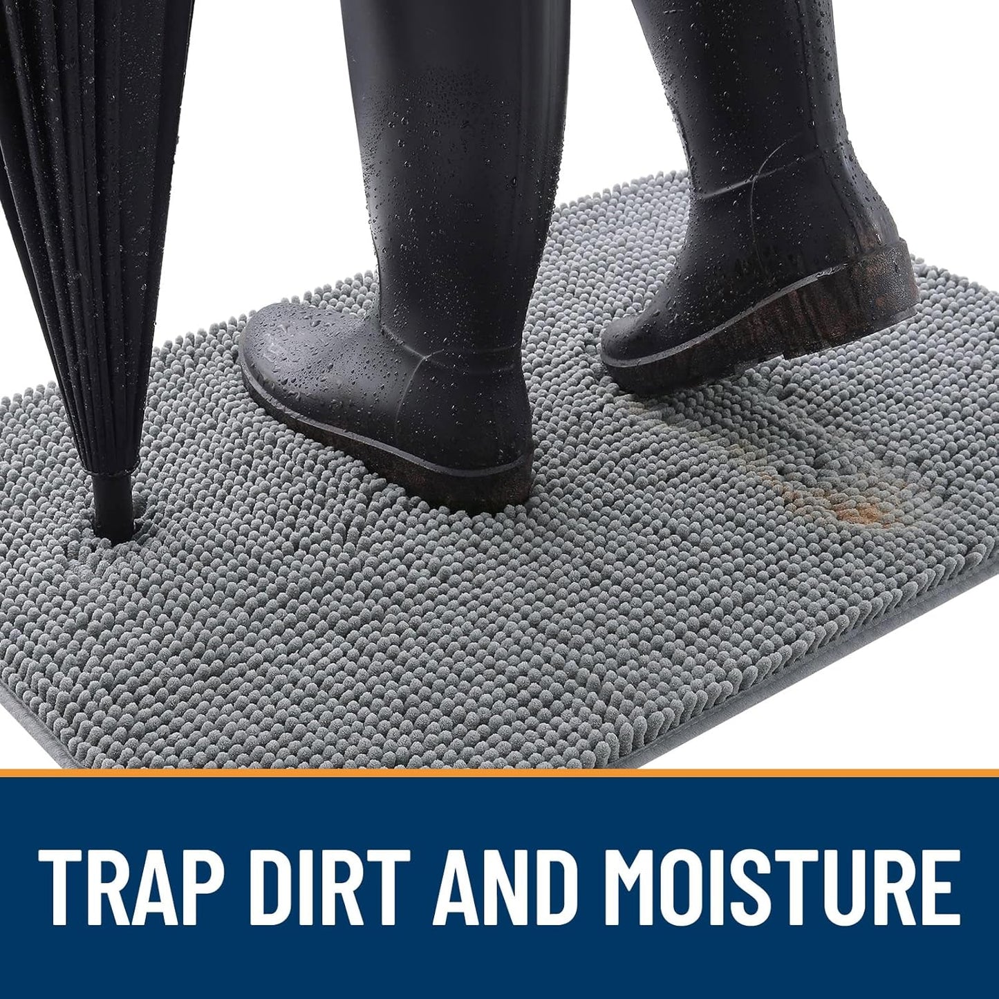 OLANLY Dog Door Mat - Absorbent Non-Slip Mud Mat for Dogs | Quick Dry Chenille, 48x30, Grey
