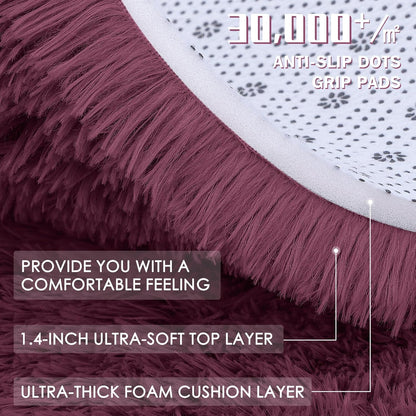 OLANLY 2x6 Machine Washable Runner Rug - Soft Fluffy Shaggy Carpet for Bedroom & Hallway | Burgundy