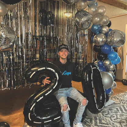 Race Car 8 Balloon - 40 Inch Number Balloon for Boys' 8th Birthday Racing Party Decorations